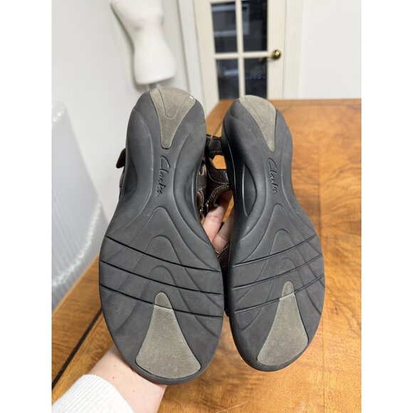 Clarks Women’s 8 Brown Leather Sport Sandals Ankle Strap Shoe Open Toe Walking - Picture 5 of 6